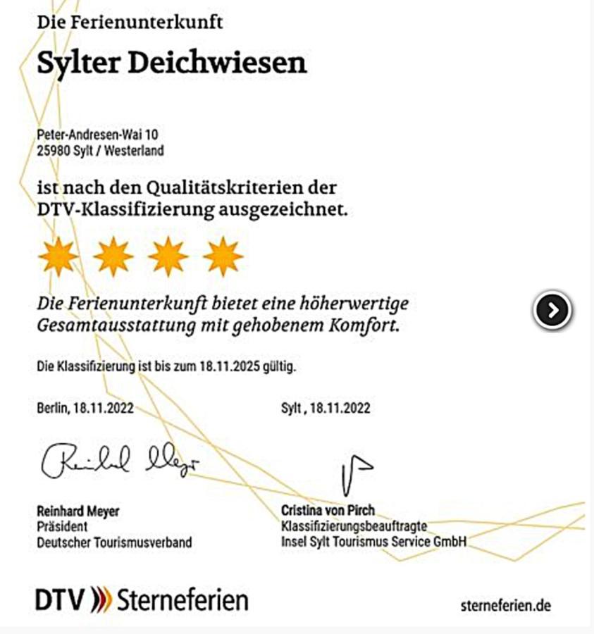 3-Zimmer-Ferienwohnung Deichwiese Westerland 1-3 Personen Экстерьер фото